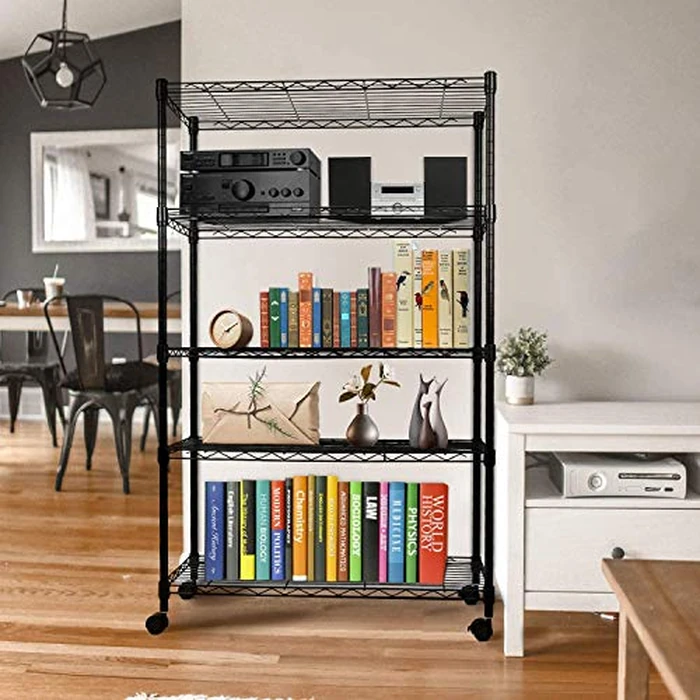Simple Deluxe Heavy Duty 5-Shelf Storage Shelving Unit, 1250lbs Loading Capacity, 29.92" D x 13.98" W x 61.09" H, Black by Simple Deluxe - Image 5