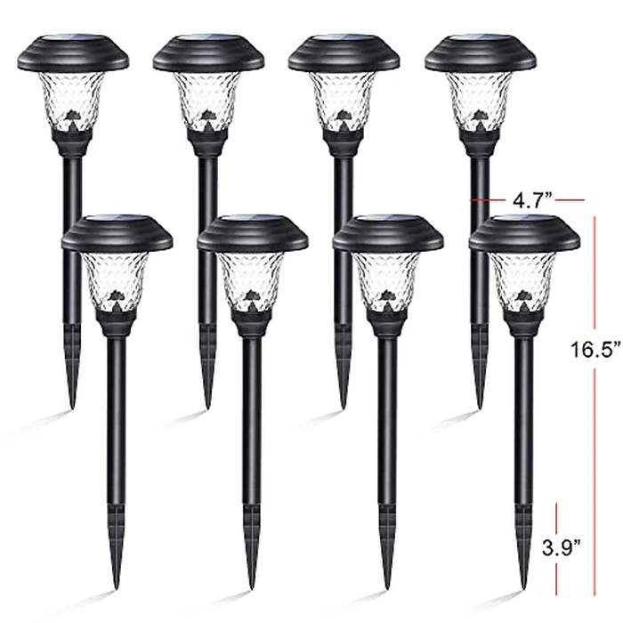 GIGALUMI 8 Pack Solar Pathway Lights, Solar Garden Lights Outdoor Warm White, Waterproof Led Path Lights for Yard, Patio, Landscape, Walkway (Black) by GIGALUMI - Image 2