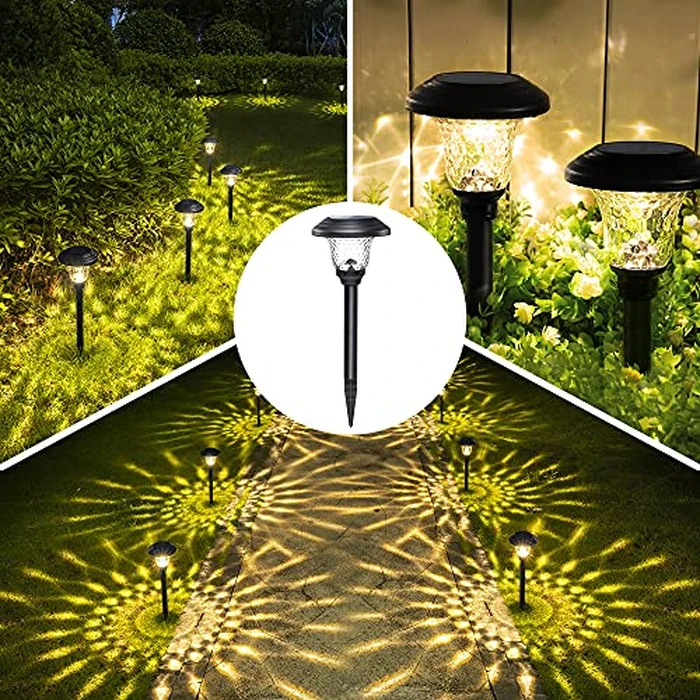 GIGALUMI 8 Pack Solar Pathway Lights, Solar Garden Lights Outdoor Warm White, Waterproof Led Path Lights for Yard, Patio, Landscape, Walkway (Black) by GIGALUMI - Image 3
