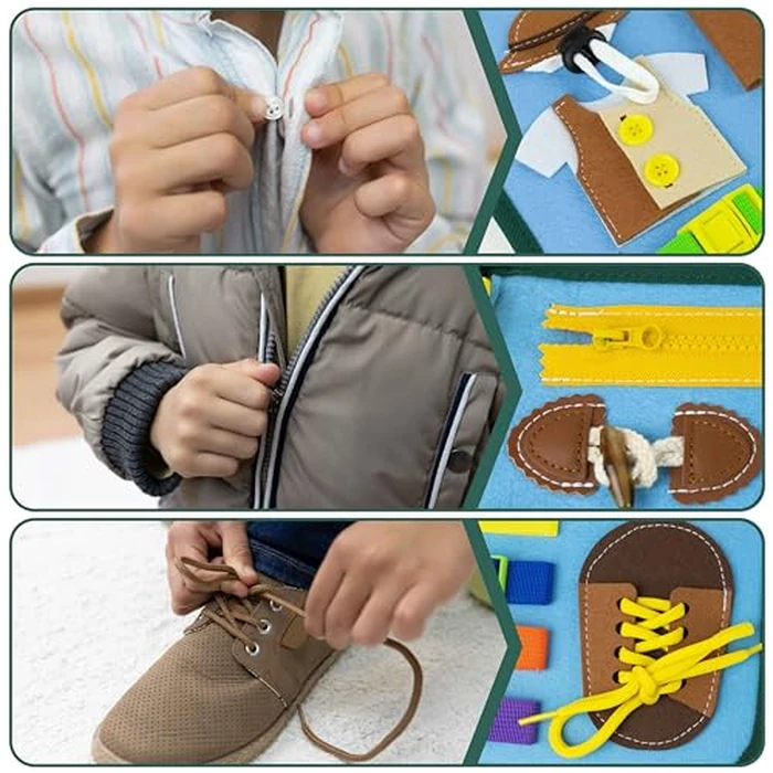 BONNYCO Busy Board for 1 Year Old Animals. Montessori Busy Book for Toddlers 1-3 2-4, Felt Quiet Book Baby. Montessori Toys, Toddler Learning Toys for Travel, Airplane, Car. Educational Activity Board by BONNYCO - Image 7