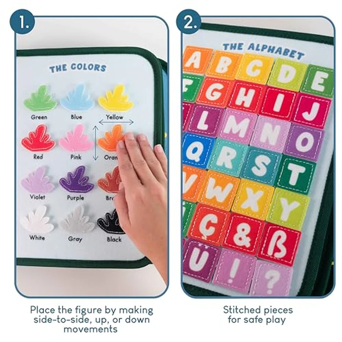 BONNYCO Busy Board for 1 Year Old Animals. Montessori Busy Book for Toddlers 1-3 2-4, Felt Quiet Book Baby. Montessori Toys, Toddler Learning Toys for Travel, Airplane, Car. Educational Activity Board by BONNYCO - Image 8