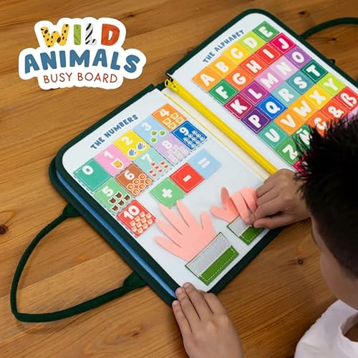 BONNYCO Busy Board for 1 Year Old Animals. Montessori Busy Book for Toddlers 1-3 2-4, Felt Quiet Book Baby. Montessori Toys, Toddler Learning Toys for Travel, Airplane, Car. Educational Activity Board by BONNYCO - Image 9