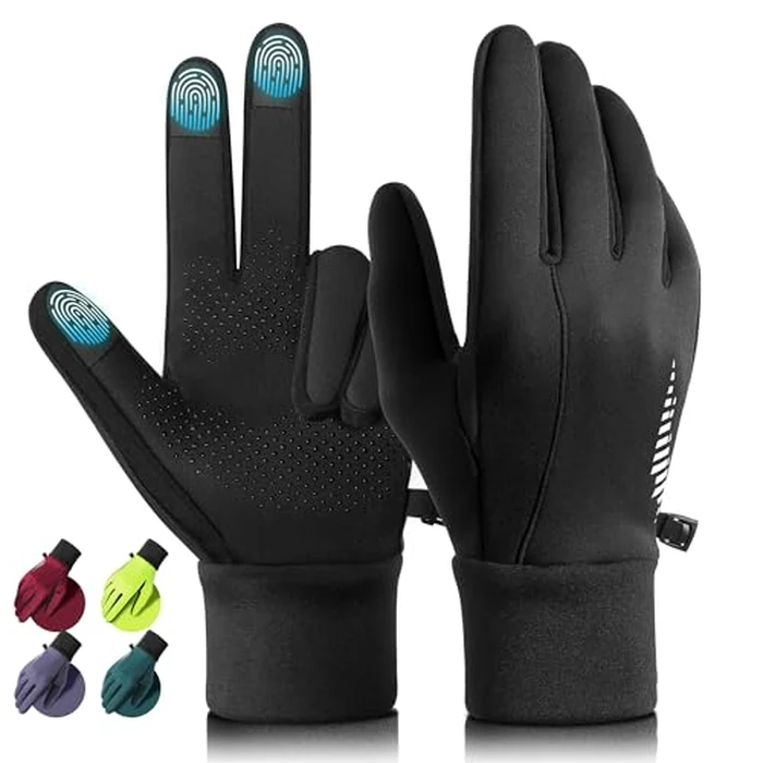rivmount Winter Gloves Women Men, Cold Weather Touch Screen Liner Glove, Windproof 3-Layers, for Running, Cycling, Biking, Hiking, Driving(Black, Size XL) by rivmount - Used - Like New condition