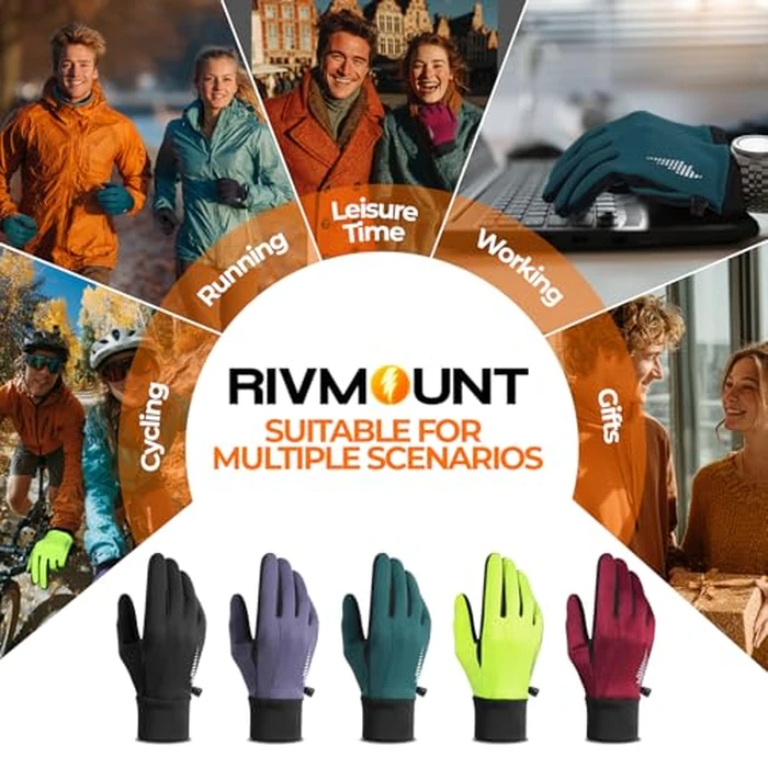 rivmount Winter Gloves Women Men, Cold Weather Touch Screen Liner Glove, Windproof 3-Layers, for Running, Cycling, Biking, Hiking, Driving(Black, Size XL) by rivmount - Image 6