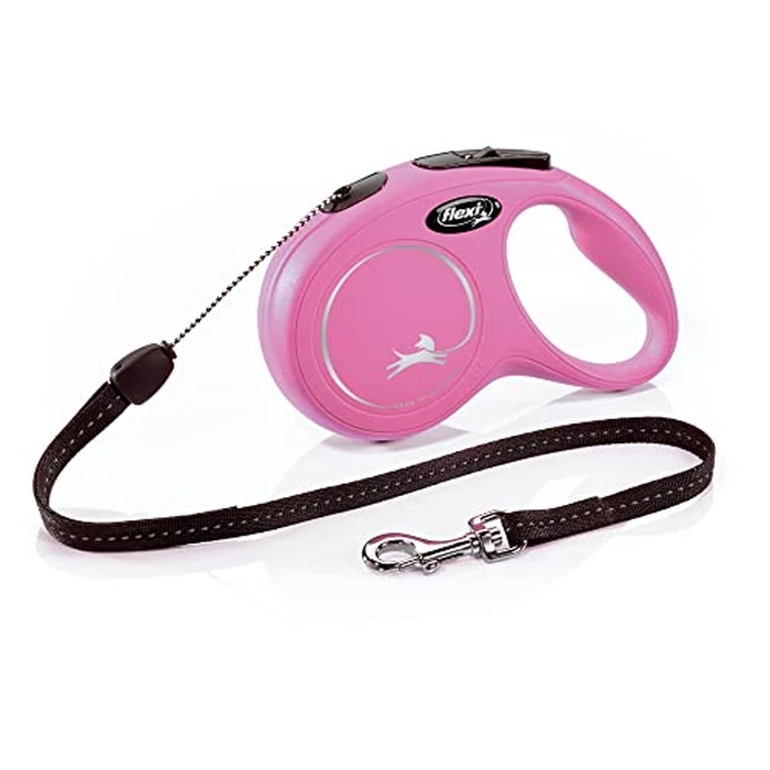 FLEXI New Classic Cord Retractable Dog Leash for Small Dogs up to 26 lbs. - 16 ft., Pink | Tangle-Free Pet Walking Leash with One-Handed Brake, Pause, Lock|German Quality Product by FLEXI - Used - Very Good condition - US$11.67