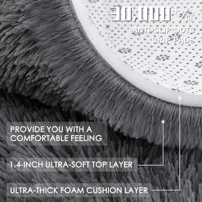 OLANLY Fluffy Area Rug for Living Room Bedroom, 5x7 Feet Soft Shaggy Non-Slip Carpet, Indoor Modern Plush Area Rugs for Kids Girls and Boys, Dorms, Nursery Rooms, Home Decor, Grey by OLANLY - Image 8