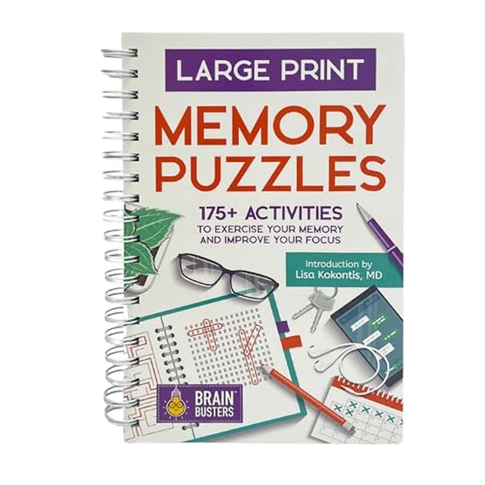 Large Print Memory Puzzles: 175+ Puzzles and Activities for Adults to Exercise Memory and Improve Focus - Includes Spiral Bound / Lay Flat Design and ... Font for Easy Reading (Brain Busters) by Cottage Door Press - Used - Acceptable condition