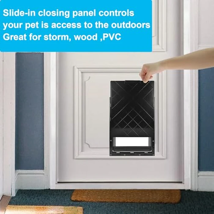 CEESC Large Dog Door with Soft Transparent Magnetic Flap and Snap-in Closing Panel, Premium PVC Plastic Pet Door for Large Dogs(XL,Black) by CEESC - Image 4