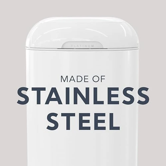 Diaper Genie Platinum Diaper Pail, White - Made in Durable Stainless Steel and Includes 1 Easy Roll Refill with 18 Bags by Diaper Genie - Image 3