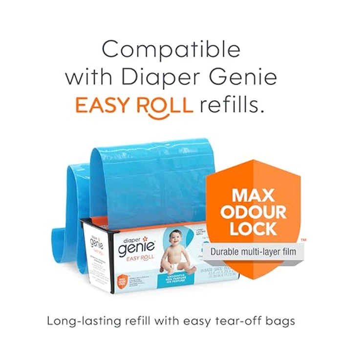 Diaper Genie Platinum Diaper Pail, White - Made in Durable Stainless Steel and Includes 1 Easy Roll Refill with 18 Bags by Diaper Genie - Image 8