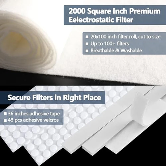 Demiwise MERV 8 Air Vent Filters Kit 20x100 Inch|Cut to Fit (60+ Filters) Filter Material,High-Grade Electrostatic Filter Media with 48 Hooks for Home Floor, Ceiling, HVAC Furnace Vents & Grilles by Demiwise - Image 4