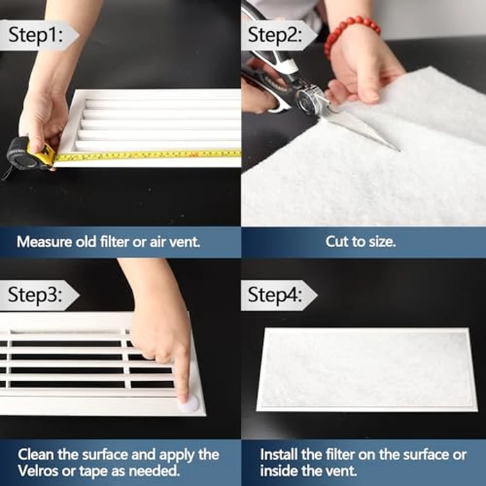 Demiwise MERV 8 Air Vent Filters Kit 20x100 Inch|Cut to Fit (60+ Filters) Filter Material,High-Grade Electrostatic Filter Media with 48 Hooks for Home Floor, Ceiling, HVAC Furnace Vents & Grilles by Demiwise - Image 6