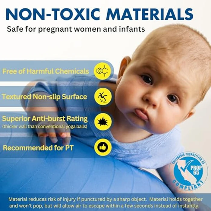 ProBody Pilates Yoga Ball Chair, Exercise Ball Chair with Base or Stand for Home Office Desk Sitting or Workout, Balance & Stability Ball Seat, Large Gym Ball for Back (Blue with Bands) by ProBody Pilates - Image 6