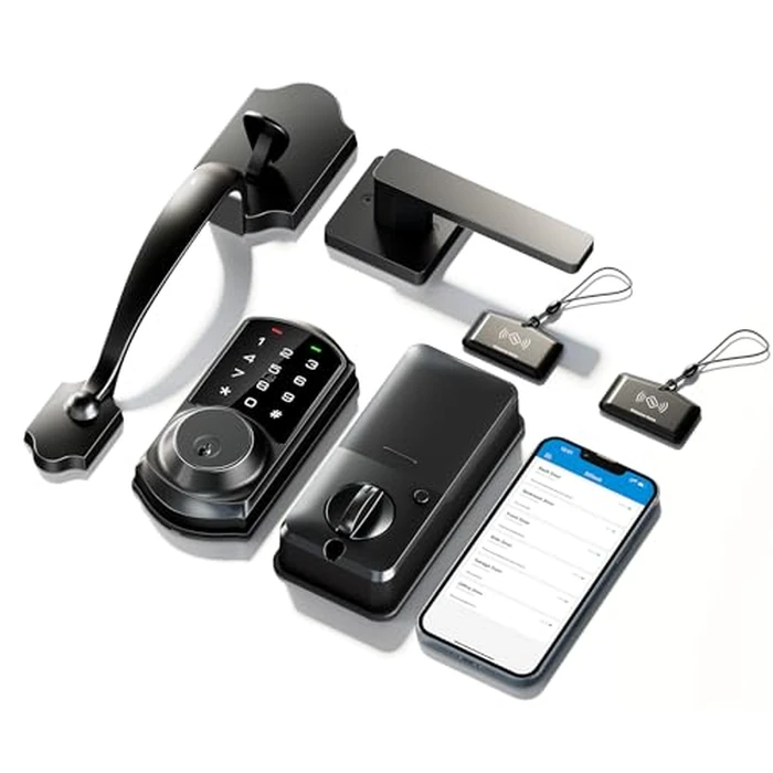 Veise VE06-H Smart Front Door Lock Set, App Control, Keyless Entry Deadbolt with Lever Handle, Electronic Digital Touchscreen Keypad, Auto Lock, Easy Install, Matte Black by Veise - Image 7