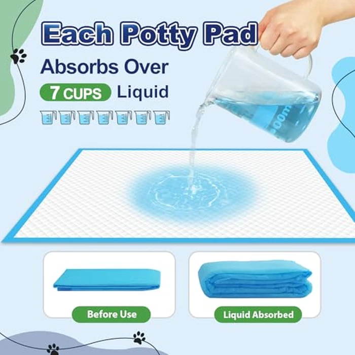 Puppy Pads 50 Pack, 34"x28" Extra Large Dog Pee Pads Thicker Disposable Dog Training Pads Super Absorbent & Leak-Proof, xl 6-Layer Quick-Dry potty Training Pads for doggie, Cats, Rabbits, Pet Supplies by Oomicat - Image 4