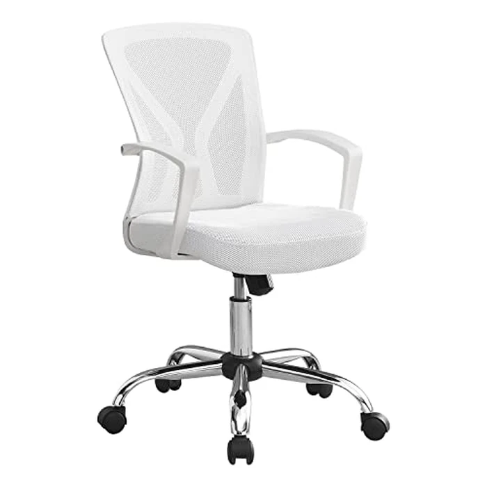 Monarch Specialties I 7462 Office Chair, Adjustable Height, Swivel, Ergonomic, Armrests, Computer Desk, Work, Metal, Fabric, White, Chrome, Contemporary, Modern by Monarch Specialties - Image 1