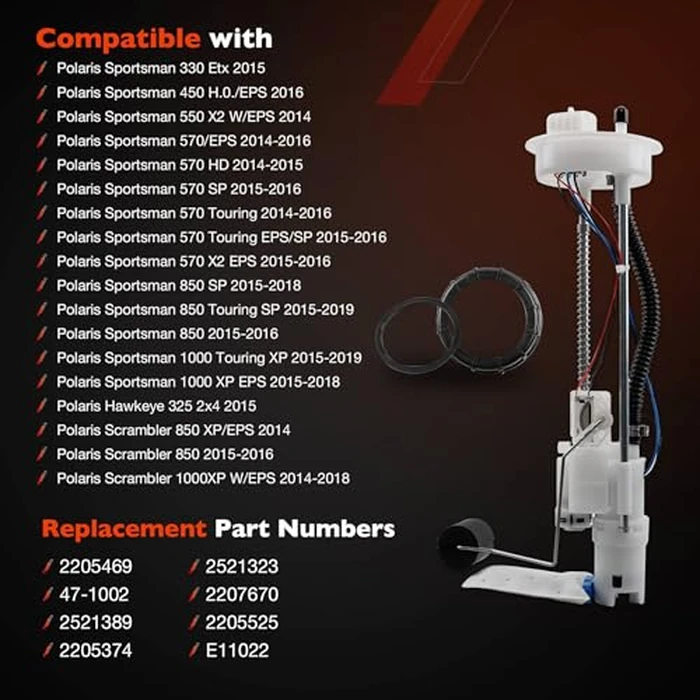 2205469 47-1002 Electric Fuel Pump Assembly Compatible with 2014-2019 Polaris Sportsman ATV Models (570 450 550 850 1000 XP/H.O/EPS), Scrambler 850 1000 XP/SP Replace # 2521389 2205374 2521323 by ATRACYPART - Image 4