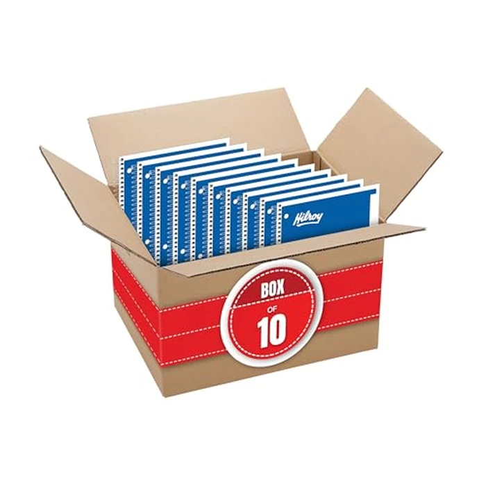 Hilroy 1-Subject Coil Notebook, 10 1/2" x 8" Sheet Size, Wide Ruled, 200 Pages/100 Sheets, 3-Hole Punched, Blue, Box of 10 (13224A) by Hilroy - Image 2