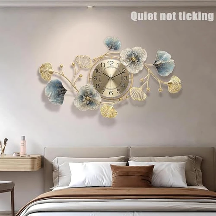 BBTEQEKN Large Wall Clock 33 Inch Creative Metal Ginkgo Leaf, Wall Clock Metal Silent Wall Clock Decoration, Vintage Style Quartz Big Wall Clock for Living Room Kitchen Bedroom by BBTEQEKN - Image 8