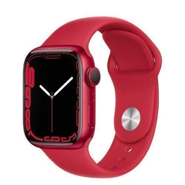 Apple Watch Series 7 (Cellular + GPS) - 32GB - 41mm - Red Aluminum Case with Red Rubber Sport Band by Apple - Image 2