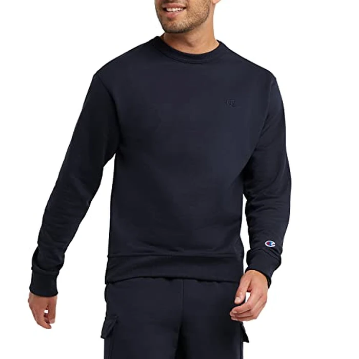 Champion Men's Crewneck Fleece Sweatshirt, Standard Fit, Midweight, C Logo, Available in Regular and Big & Tall, Deep Navy - C Logo, 3X-Large Tall by Champion - Used - Very Good condition