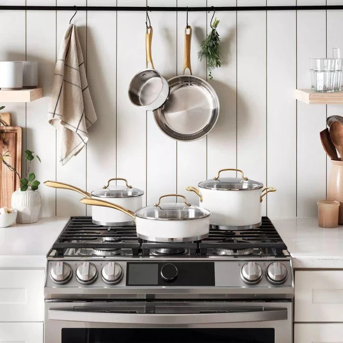 Cuisinart 839-8MW Classic Stainless Steel Cookware Set 8-Piece - Matte White/Brushed Gold by Cuisinart - Image 5