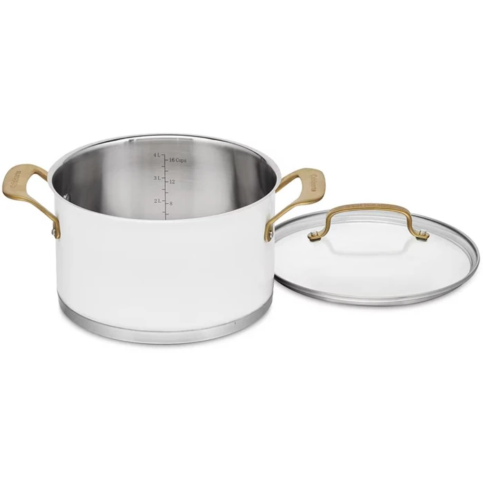 Cuisinart 839-8MW Classic Stainless Steel Cookware Set 8-Piece - Matte White/Brushed Gold by Cuisinart - Image 2