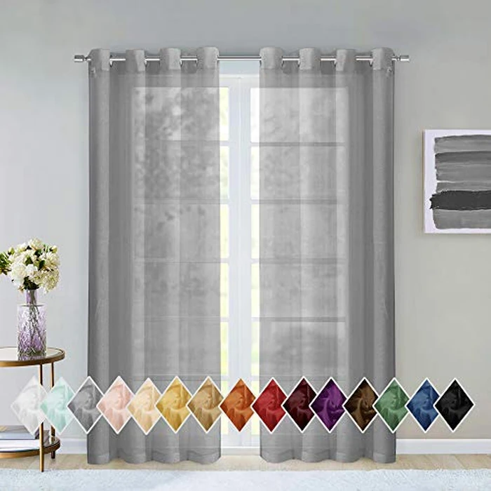 Sheer Window Curtains 2 Panels 54" W x 84" L (108" W) Extra Wide Linen Curtains & Drapes for Living Room, Bedroom, Farmhouse Curtains, Boho Decor, Light Filtering Window Treatments with Grommets by DAINTY HOME - Used - Very Good condition - CA$34.07