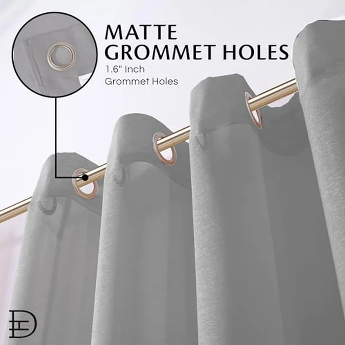 Sheer Window Curtains 2 Panels 54" W x 84" L (108" W) Extra Wide Linen Curtains & Drapes for Living Room, Bedroom, Farmhouse Curtains, Boho Decor, Light Filtering Window Treatments with Grommets by DAINTY HOME - Image 3