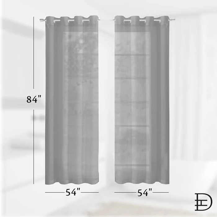 Sheer Window Curtains 2 Panels 54" W x 84" L (108" W) Extra Wide Linen Curtains & Drapes for Living Room, Bedroom, Farmhouse Curtains, Boho Decor, Light Filtering Window Treatments with Grommets by DAINTY HOME - Image 6