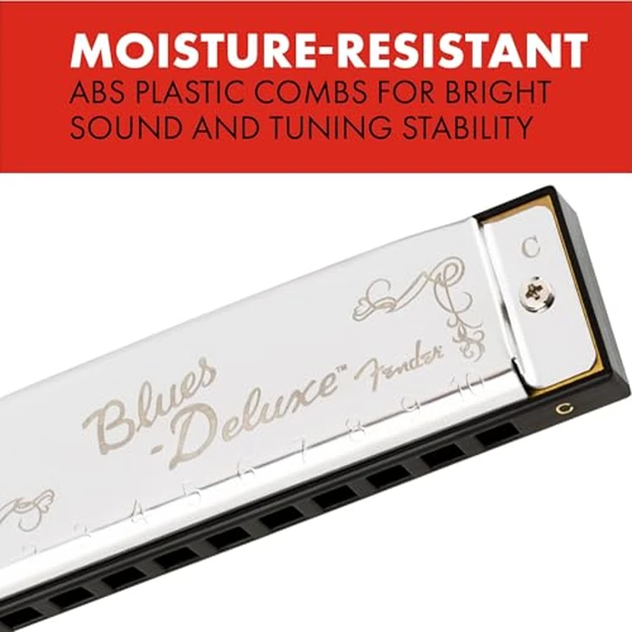 Fender Blues Deluxe Harmonica, Guitar Accessories, Key of C 10 Holes, Includes Hard Plastic Carrying Case, Daphne Blue by Fender - Image 3