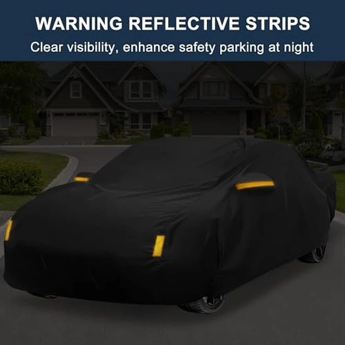 X AUTOHAUX Car Cover for Honda Civic Sedan/Coupe 210D-PU Outdoor Full Car Cover All Weather with Door Zipper for Waterproof Windproof Sun Rain Snow Protection by X AUTOHAUX - Image 5