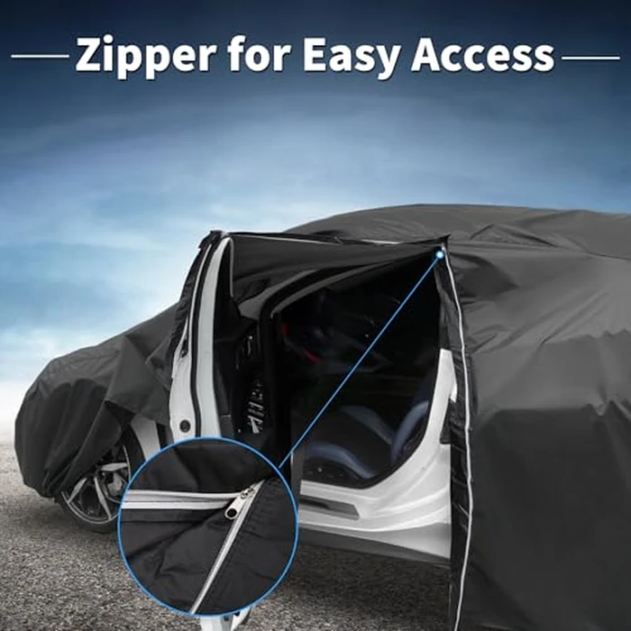 X AUTOHAUX Car Cover for Honda Civic Sedan/Coupe 210D-PU Outdoor Full Car Cover All Weather with Door Zipper for Waterproof Windproof Sun Rain Snow Protection by X AUTOHAUX - Image 7