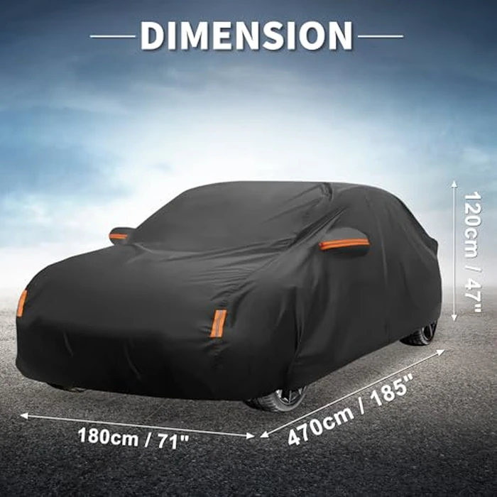 X AUTOHAUX Car Cover for Honda Civic Sedan/Coupe 210D-PU Outdoor Full Car Cover All Weather with Door Zipper for Waterproof Windproof Sun Rain Snow Protection by X AUTOHAUX - Image 8