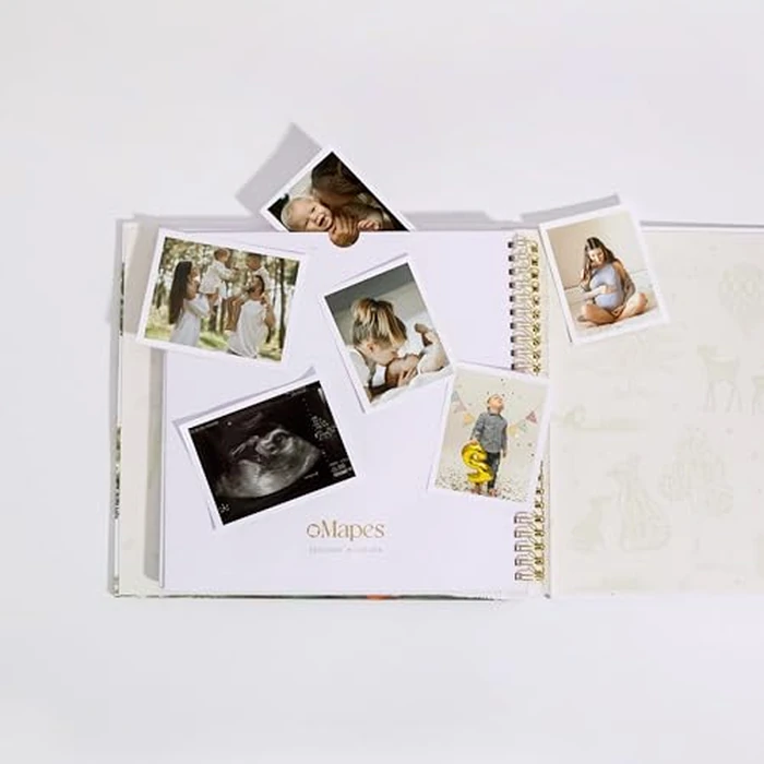 Modern Keepsake Baby Memory Book - Neutral & Elegant Newborn Milestone Journal and Keepsake Album, Premium Journal Scrapbook Photo Album for Boys & Girls, First Year Baby Gift by Mapes - Image 7