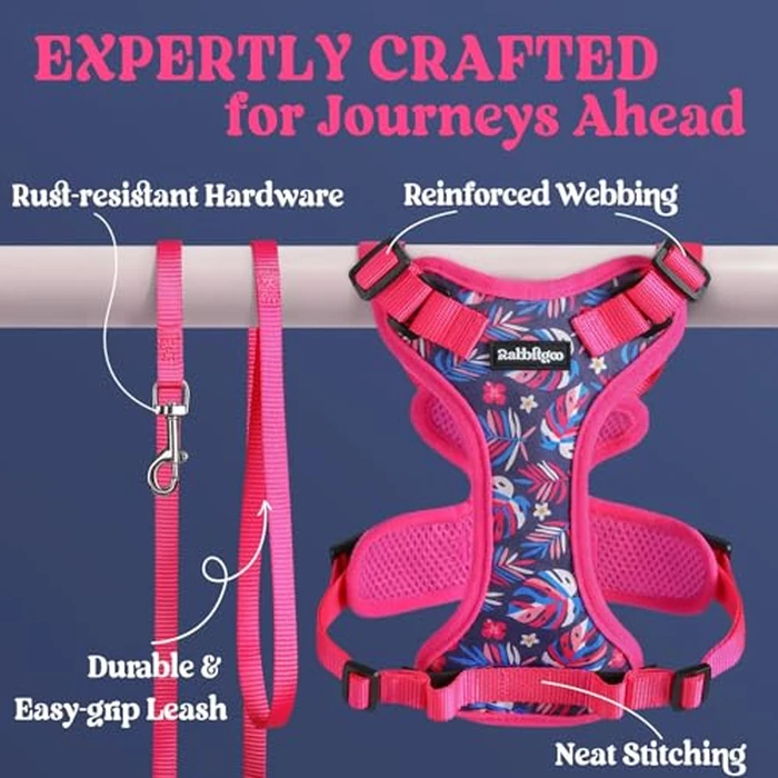 rabbitgoo Cat Harness and Leash for Walking, Escape Proof Soft Adjustable Vest Harnesses for Cats, Easy Control Breathable Reflective Strips Jacket, Coconut Fuchsia,M by rabbitgoo - Image 7