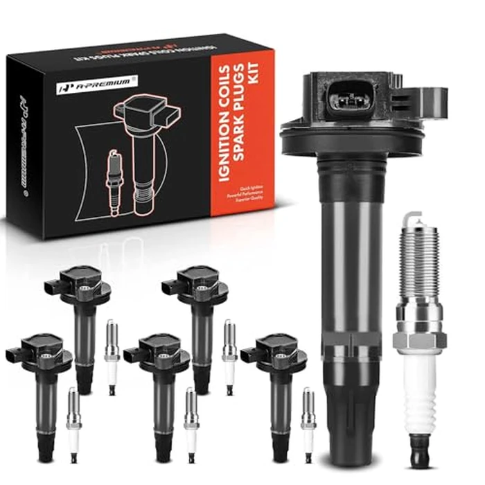 A-Premium Set of 6 Ignition Coil Pack and Iridium Spark Plugs Compatible with Ford F-150 Explorer Edge Transit-350 Mustang Flex & Lincoln MKZ MKX & Mazda 6 CX-9 by A-premium - Used - Good condition - CA$83.92