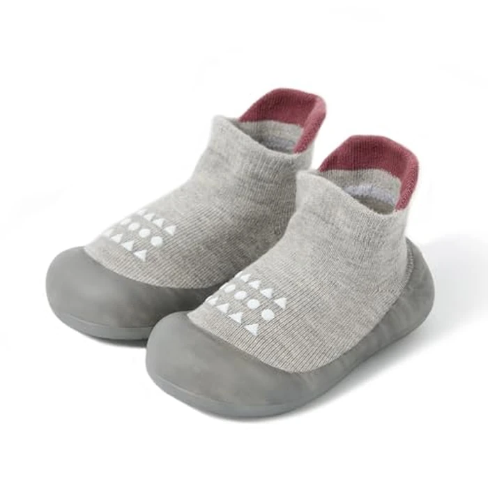 Bearbay Baby Sock Shoes Baby Walking Shoes Infant Non-Slip Breathable Slippers with Soft Rubber Sole Baby Boys Girls Sneakers Grey by Bearbay - Image 1