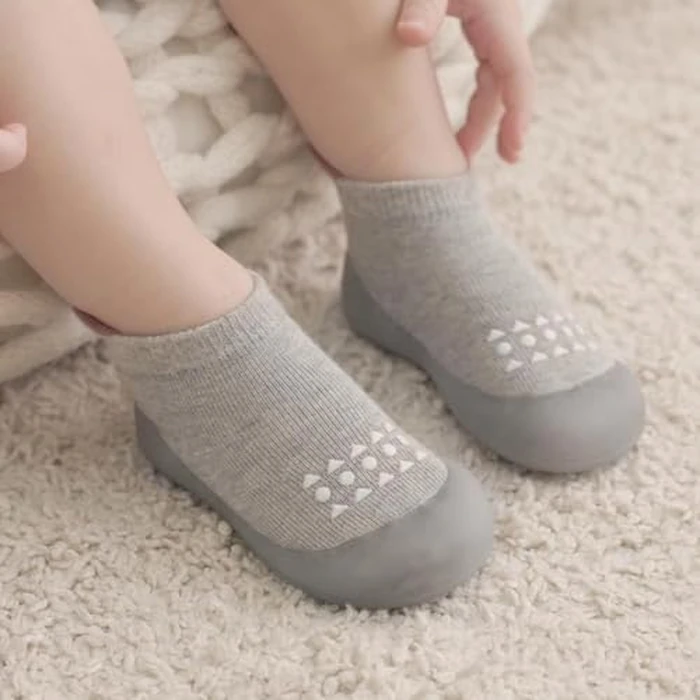 Bearbay Baby Sock Shoes Baby Walking Shoes Infant Non-Slip Breathable Slippers with Soft Rubber Sole Baby Boys Girls Sneakers Grey by Bearbay - Image 2