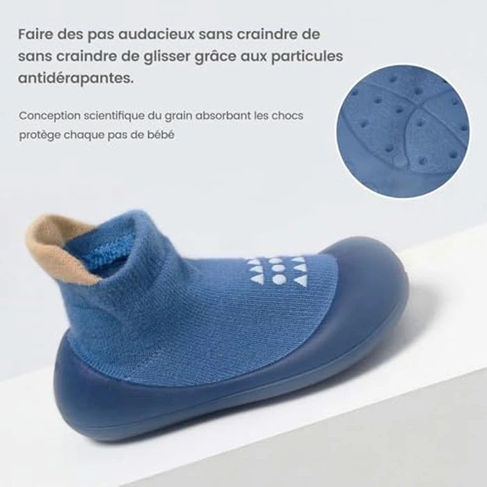 Bearbay Baby Sock Shoes Baby Walking Shoes Infant Non-Slip Breathable Slippers with Soft Rubber Sole Baby Boys Girls Sneakers Grey by Bearbay - Image 4