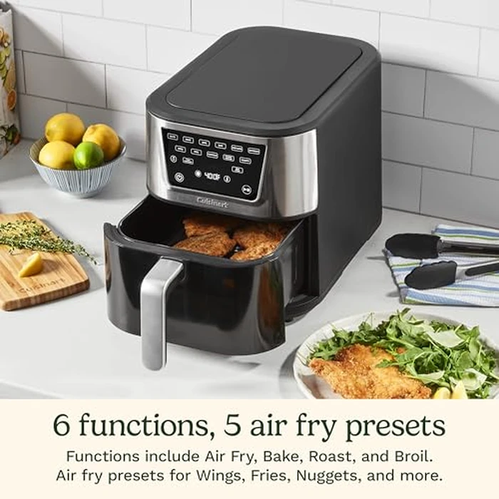 Cuisinart 8-Qt Basket Air Fryer, 7 Functions: Air Fry, Bake, Roast, Broil, Dehydrate, Max Crisp and Keep Warm, Up to 450 degreesF, Slim Design, Touchscreen Digital Display (AIR-212C) by Cuisinart - Image 2