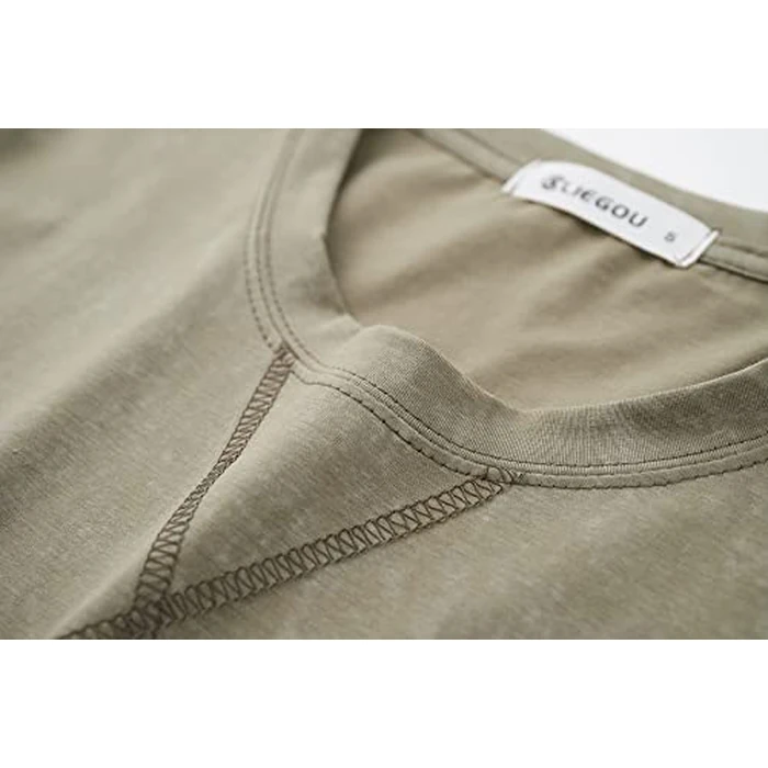 KLIEGOU Men's T-Shirts - Elasticity Cotton Crew Neck Tees 2166 ArmyGreen L by KLIEGOU - Image 2