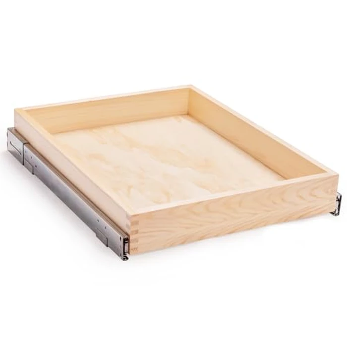 Mulush Pull Out Cabinets Drawers, 26”W x 21”D x3'' H, Soft Close Slide Out Wood Organizer for Kitchen, Finished, Bottom and Side Assembly (Wood Drawer Part Width is 25'') by Mulush - Used - Very Good condition - CA$72.37