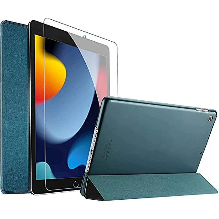 ProCase iPad 10.2 Case 2021 9th Gen/ 2020 8th Gen/ 2019 7th Gen Case with Tempered Glass Screen Protector, Slim Stand Hard Shell Protective Smart Cover for 10.2” iPad 9th/8th/7th Generation -Teal by ProCase - Image 1