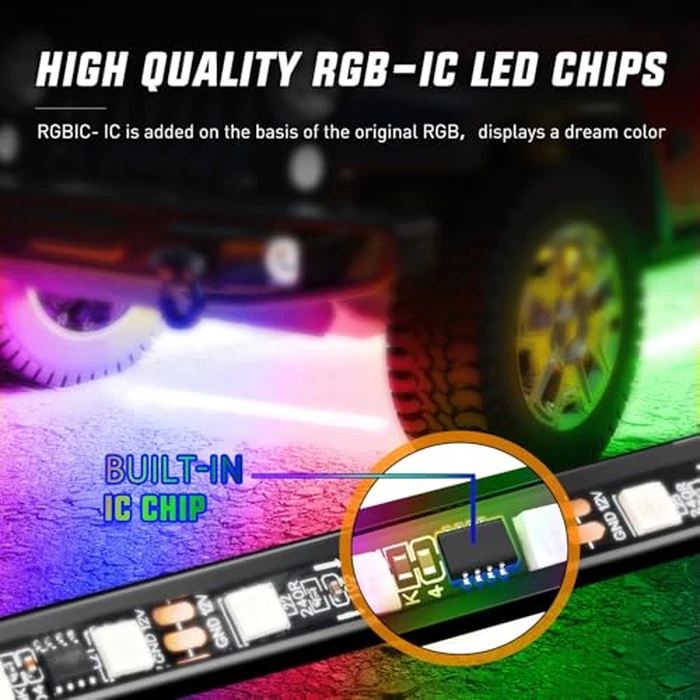Nilight 4Pcs Car Underglow Neon Accent Strip Lights 256 LEDs RGBIC Multi Color DIY Sound Active Function Music Mode with APP Control and Remote Control Underbody Light Strips, 2 Years Warranty by Nilight - Image 2