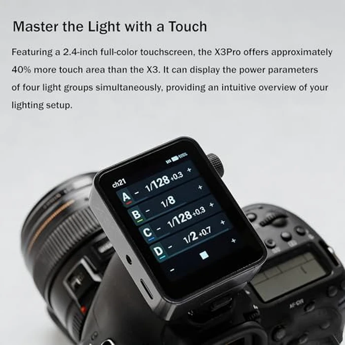 Godox X3 Pro C (X3-C-Upgrade) X3 Pro-C TTL Wireless Flash Trigger for Canon Camera with 2.4" Touchscreen Flash Transmitter, 2.4GHz Wireless X System, Bluetooth APP Control & Built-in Li-ion Battery by GODOX - Image 3