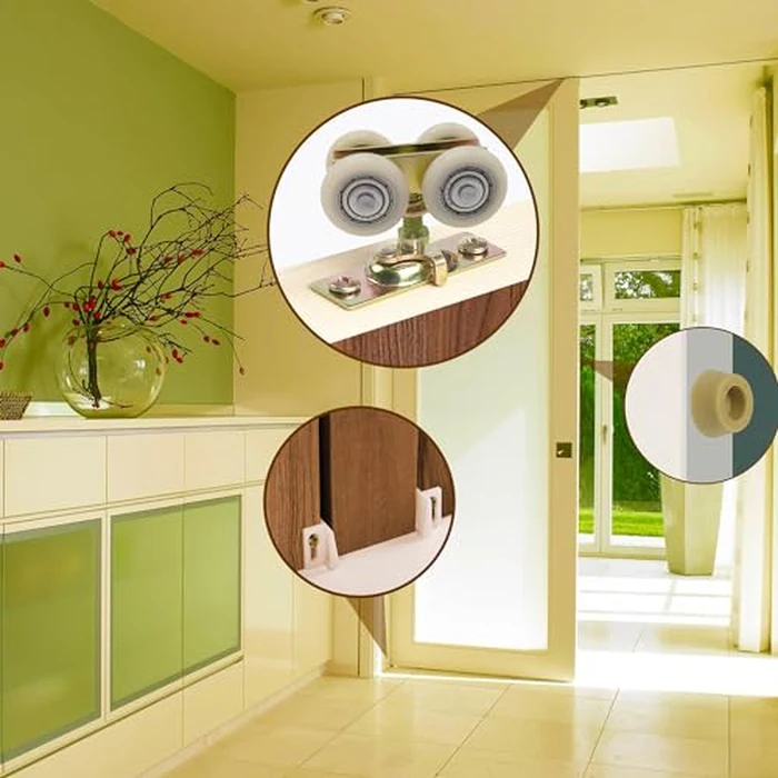 7/8" Pocket Door Ball Bearing Quad Hangers Fit 7/8" C.T.C. V Type Tracks, Upgraded N 7449 with Quick-Release, Min. 1" Thick Doors, 2 Pack by ACEPLANET - Image 7