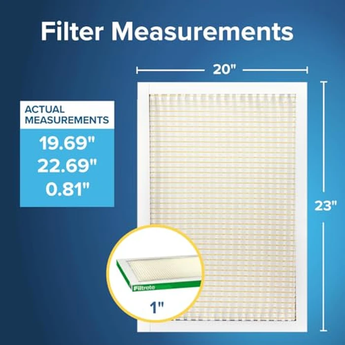 Filtrete 20x23x1 AC Furnace Air Filter, MPR 700, MERV 8, Tough on Pollen, Easy on Airflow, 3-Month Pleated 1-Inch Electrostatic Air Cleaning Filter, 2-Pack (Actual Size 19.69 x 22.69 x 0.81 in) by Filtrete - Image 2