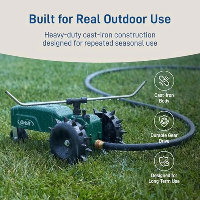 Orbit Traveling Tractor Water Sprinkler - Self-Propelled Traveling Sprinkler for Wide Lawn Coverage - Cast-Iron Body with Adjustable Coverage - Three-Speed - Automatic Shut Off - 58322 by Orbit - Image 7