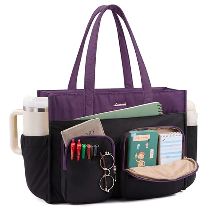 LOVEVOOK Teacher Tote Bag for Women, Multi-pocket Laptop Bag with Large Cup Holder, Nurse Bags Work Briefcase Computer Purse Handbag for Business Office College Travel by LOVEVOOK - Used - Like New condition